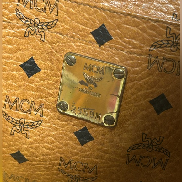 MCM Cognac Monogram Visetos Leather Tote - Picture 8 of 16